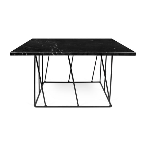 Czarny stolik marmurowy z czarnymi nogami TemmaHome Helix, 75x75 cm