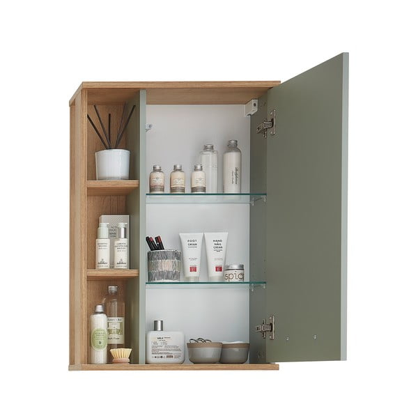 Zielona wisząca szafka łazienkowa w dekorze dębu 51x75 cm Set 963 – Pelipal-image-3