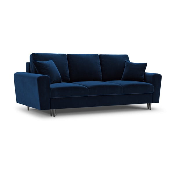 Niebieska aksamitna rozkładana sofa ze schowkiem 235 cm Kyoto – Cosmopolitan Design-image-1