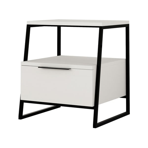 Biała szafka nocna z półką Pal – Kalune Design