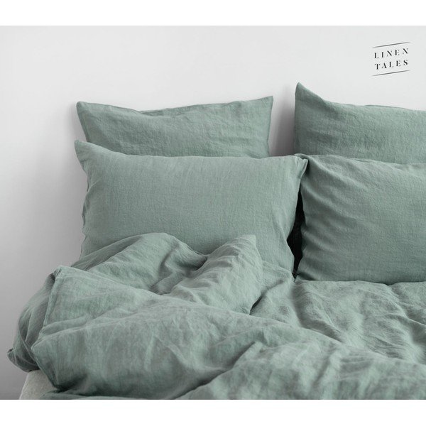 Zielononiebieska lniana poszwa na kołdrę dwuosobowa 200x200 cm Milieu – Linen Tales-image-3
