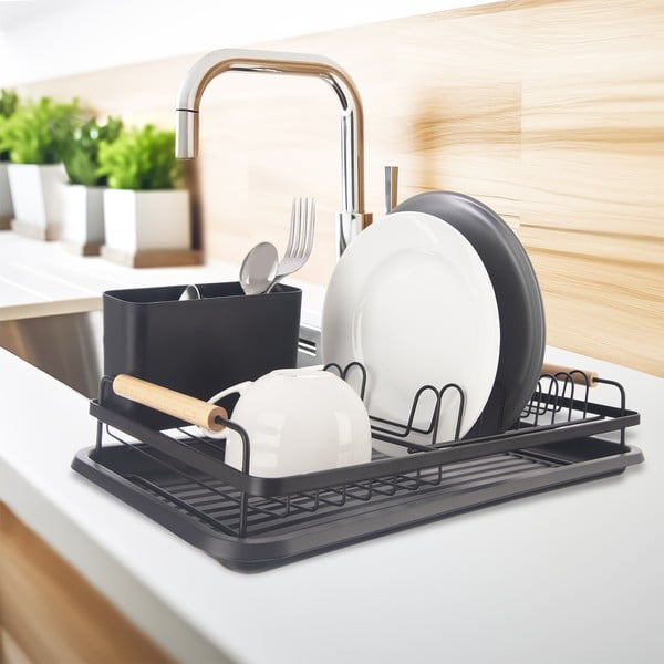 Czarny metalowy ociekacz 43x23,5 cm Radka – Orion-image-1