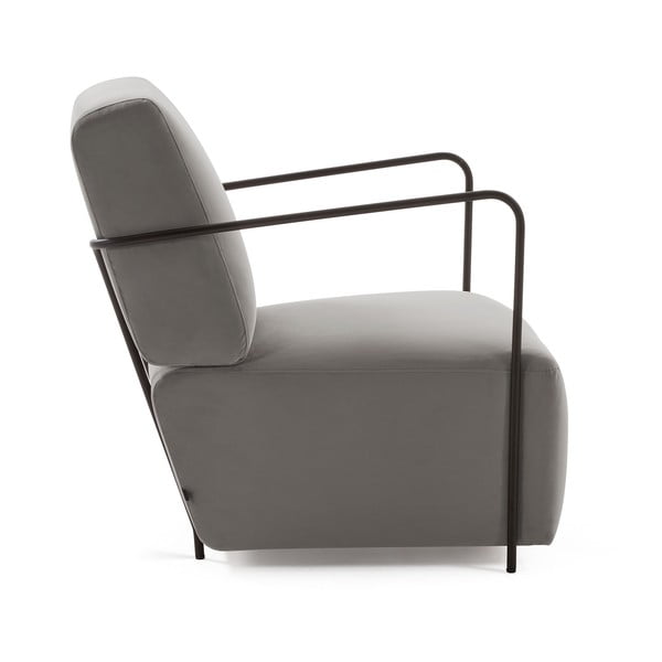 Szary fotel z obiciem podobnym do aksamitu Kave Home Gamer-image-2