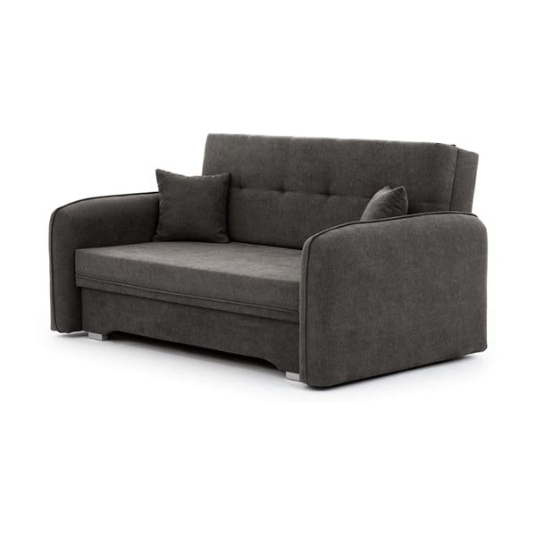 Ciemnoszara rozkładana/ze schowkiem sofa z tkaniny szenilowej 155 cm Laine – ELTAP
