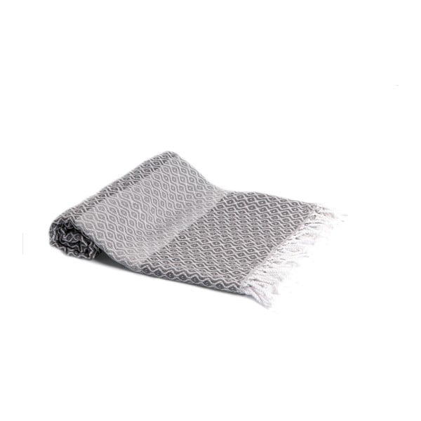 Szary ręcznik kąpielowy tkany ręcznie Ivy's Belgin, 95x180 cm