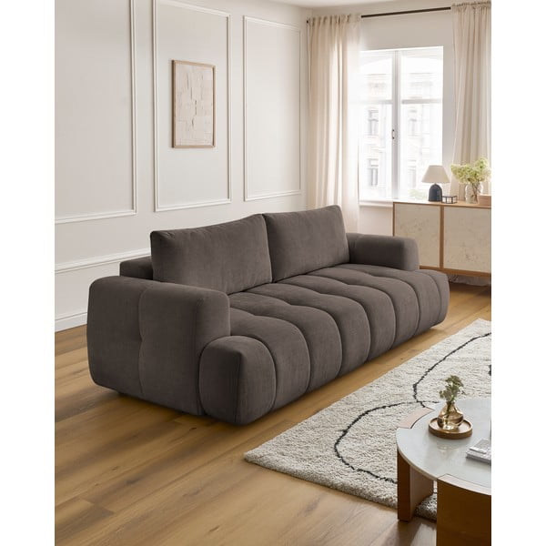 Szarobrązowa rozkładana/ze schowkiem sofa 251 cm Fuji – Bobochic Paris-image-1