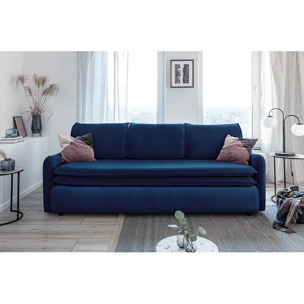 Granatowa aksamitna rozkładana sofa Miuform Tender Eddie-image-3
