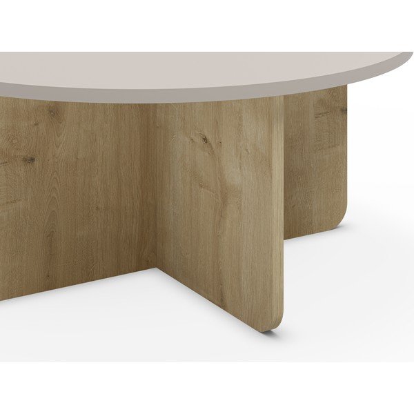 Kremowy/w naturalnym kolorze okrągły stolik w dekorze dębu ø 80 cm Hillary – Marckeric-image-3