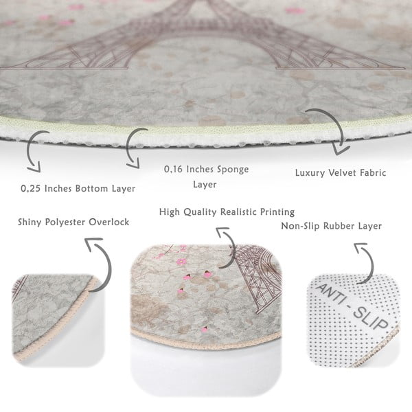 Jasnoróżowy okrągły dywan odpowiedni do prania i robotów sprzątających ø 120 cm Comfort – Mila Home-image-4