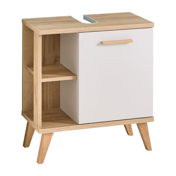 Kremowa szafka pod umywalkę w dekorze dębu 60,5x65 cm Quickset 966 – Pelipal