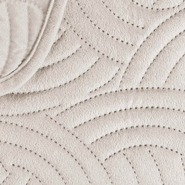 Kremowy aksamitny zestaw narzuty na łóżko i poszewki na poduszkę 240x260 cm Solange – douceur d'intérieur-image-4