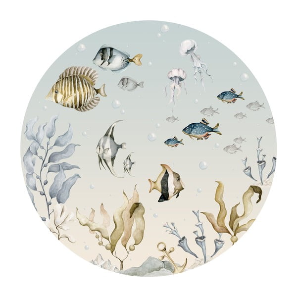 Naklejka dziecięca na ścianę 150x150 cm Sea World in a Circle – Dekornik
