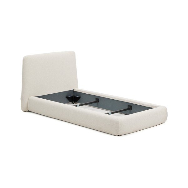 Beżowe tapicerowane łóżko jednoosobowe bez stelaża 90x200 cm Martina – Kave Home-image-2