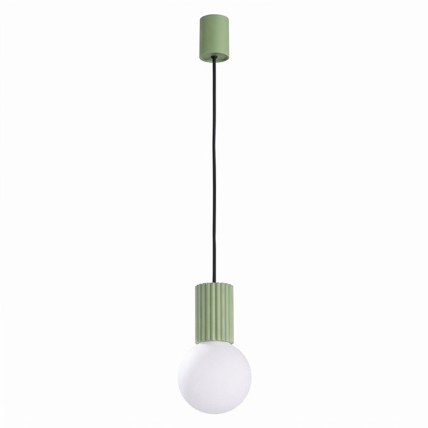 Szałwiowa lampa wisząca z opalowego szkła ø 12 cm Orbital – Sollux