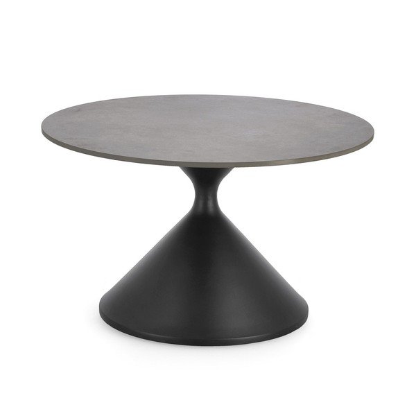 Czarny okrągły stolik z blatem w dekorze marmuru ø 70 cm Joona – Bizzotto