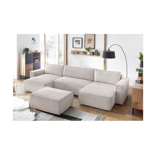 Beżowy sztruksowy puf Nihad – Bobochic Paris-image-1