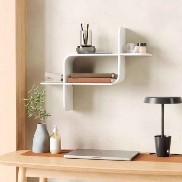 Biała wielopoziomowa półka z litego drewna kauczukowego 62 cm Montage – Umbra-image-4
