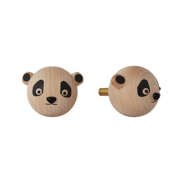 Ścienny haczyk z litego drewna bukowego w naturalnym kolorze Panda – OYOY Mini