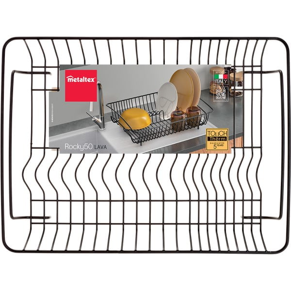 Czarny ociekacz ze stali nierdzewnej Metaltex Rectangular Lava-image-2