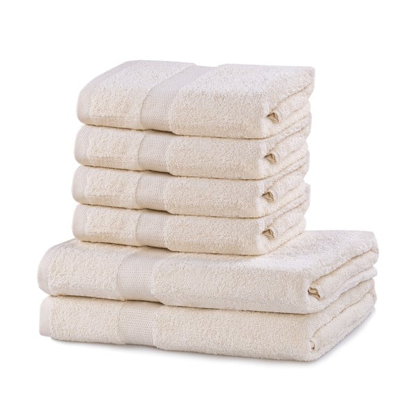 Komplet 2 jasnobeżowych ręczników kąpielowych i 4 ręczników DecoKing Marina