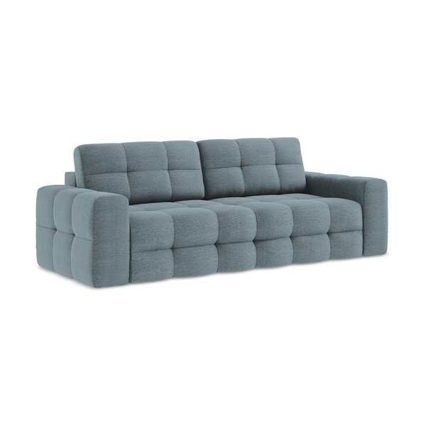 Niebieska rozkładana sofa z materiału bouclé 255 cm Milu – Makamii-image-1
