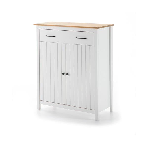 Biała wysoka komoda z litego drewna sosnowego 90x110 cm Miranda – Marckeric-image-2