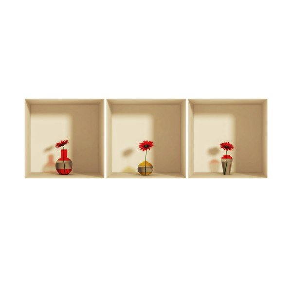 Zestaw 3 naklejek 3D Ambiance Gerberas-image-2
