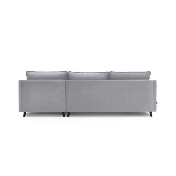 (II. jakość) Jasnoszary aksamitny narożnik rozkładany Bobochic Paris Loft, lewostronny-image-4