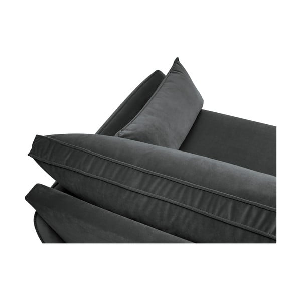 Ciemnoszara aksamitna sofa z czarnymi nogami Kooko Home Lento, 198 cm-image-4