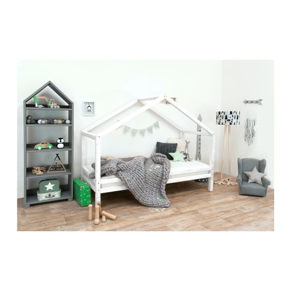 Białe łóżko dziecięce z lakierowanego drewna świerkowego Benlemi Sidy, 90x200 cm-image-4