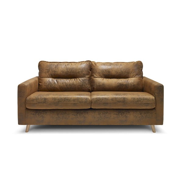 Koniakowa rozkładana sofa ze sztucznej skóry Bobochic Paris Sinki Vintage