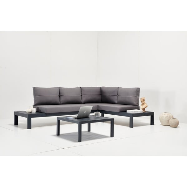 Czarno-szary aluminiowy zestaw mebli ogrodowych dla 3 osób Verona – Floriane Garden-image-1