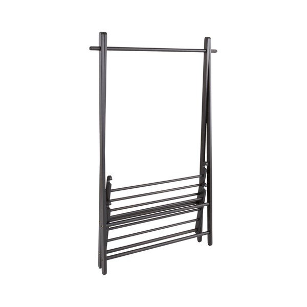 Czarny stojak na ubrania z litego drewna sosnowego 100x150x41 cm Cole – Jotex-image-3