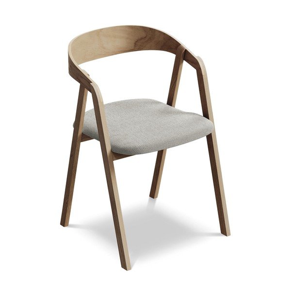 Jasnoszary fotel jadalniany z litego drewna Erika – Makamii