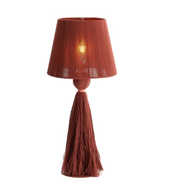Ceglasta lampa stołowa z tekstylnym kloszem (wysokość 58 cm) Espino – Light & Living-image-2