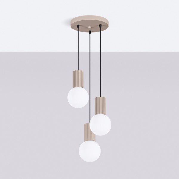 Szarobrązowa lampa wisząca ze szklanym kloszem ø 25 cm Orbital – Sollux-image-3