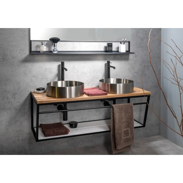 Okrągła umywalka ze stali nierdzewnej w kolorze srebra ø 38 cm Aurum – Sapho-image-4