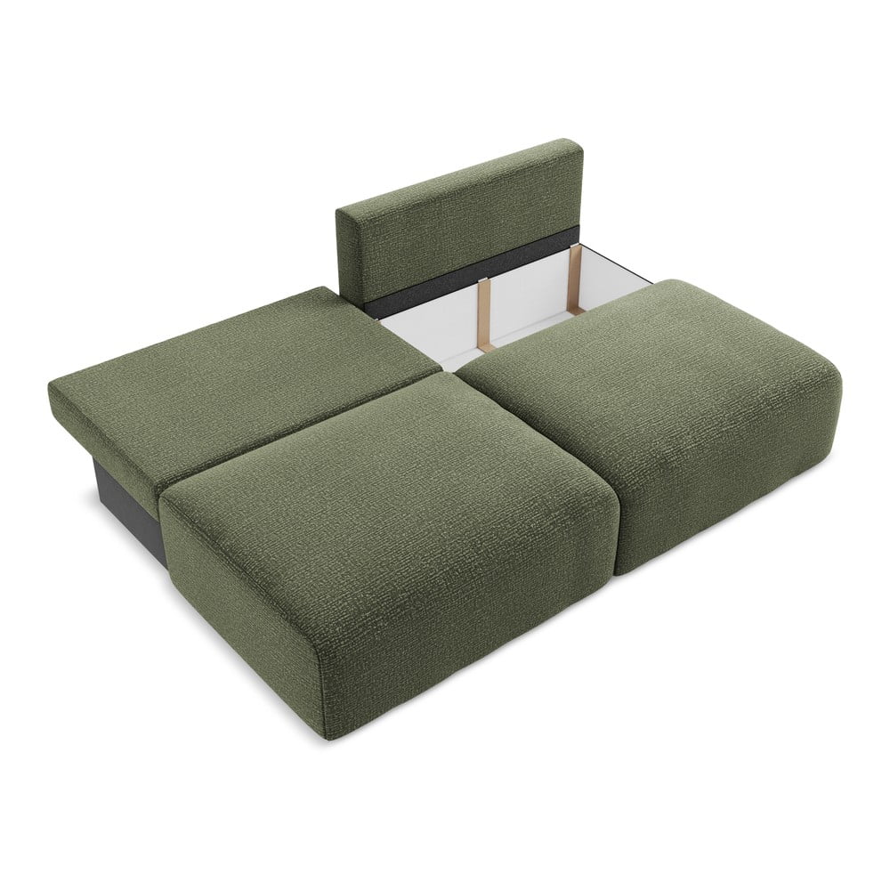 Zielona rozkładana/ze schowkiem sofa 216 cm Kalena – Makamii (zdjęcie 7)