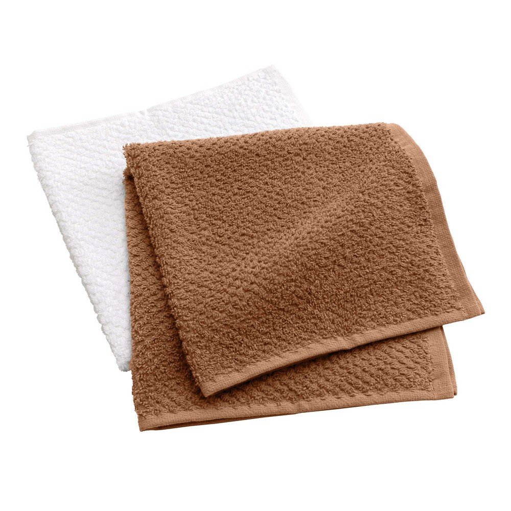 Białe/w kolorze terakoty bawełniane ręczniki frotte zestaw 2 szt. 50x50 cm Gourmet – douceur d'intérieur