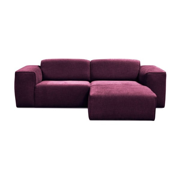 Fioletowa sofa 3-osobowaz pufem Cosmopolitan Design Phoenix