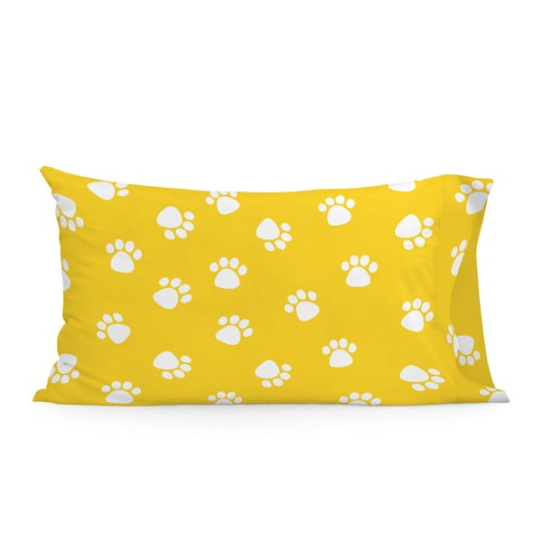 Żółta bawełniana poszewka na poduszkę Mr. Fox Dogs, 50x75 cm