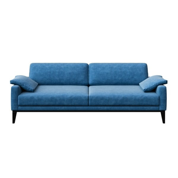 Niebieska sofa 3-osobowa z drewnianymi nogami MESONICA Musso Regular