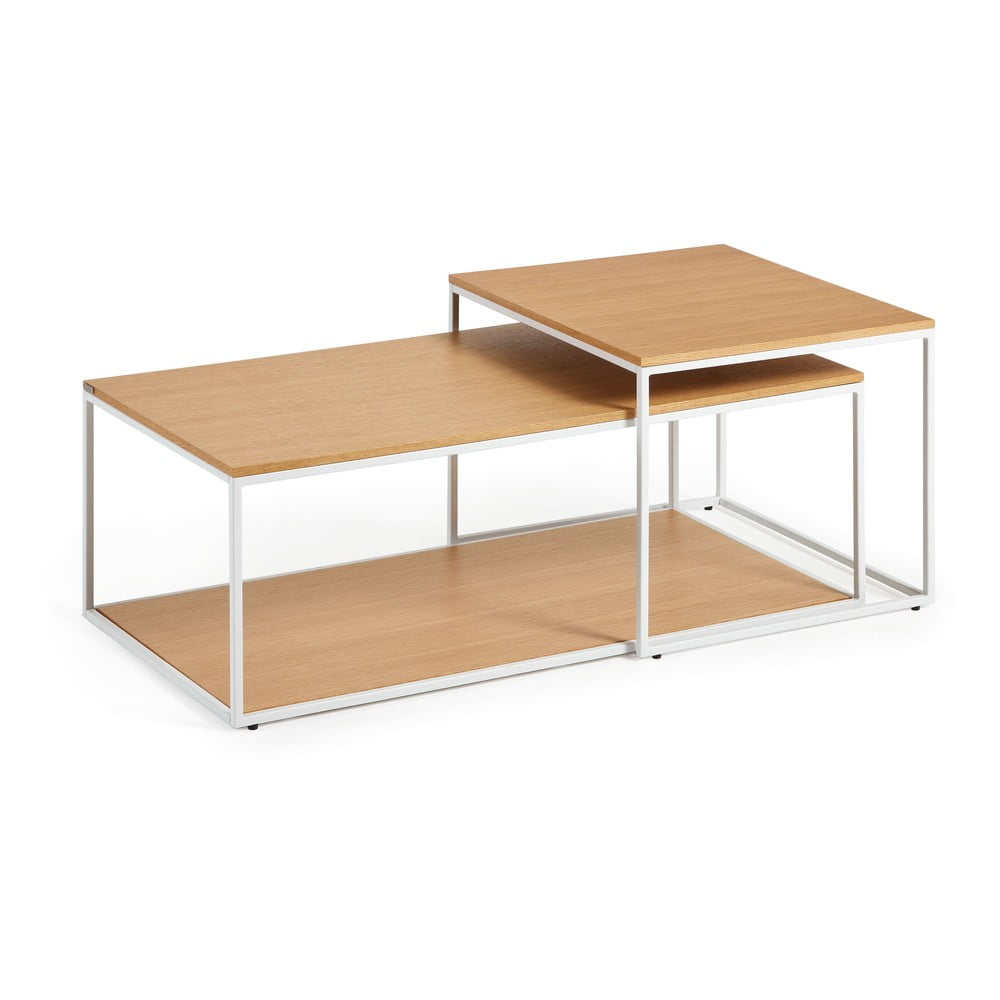 Stoliki z blatem w dekorze dębu w jasnym naturalnym kolorze zestaw 2 szt. 50x100 cm Yoana – Kave Home