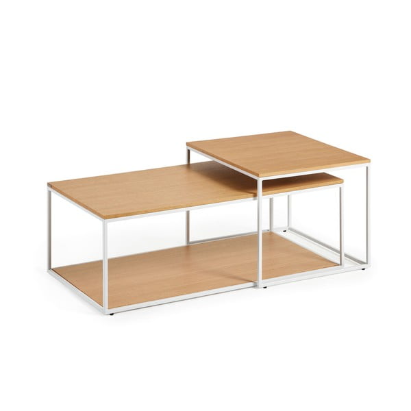 Stoliki z blatem w dekorze dębu w jasnym naturalnym kolorze zestaw 2 szt. 50x100 cm Yoana – Kave Home