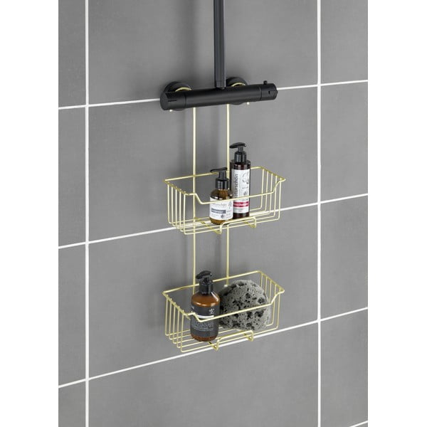 Wisząca półka łazienkowa ze stali nierdzewnej w kolorze złota Milo – Wenko-image-1