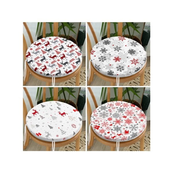 Poduszki na krzesła ze świątecznym motywem zestaw 4 szt. ø 40 cm Snowflakes – Mila Home-image-1