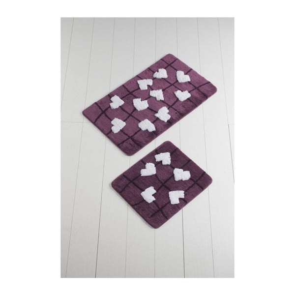 Zestaw 2 ciemnofioletowych dywaników łazienkowych Confetti Bathmats Kalbim Purple