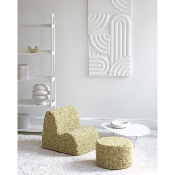 Zielony puf dziecięcy z materiału bouclé – Wigiwama-image-3