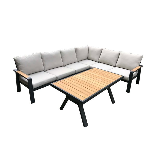 Szary aluminiowy zestaw mebli ogrodowych dla 5 osób Rotterdam – Rojaplast-image-2