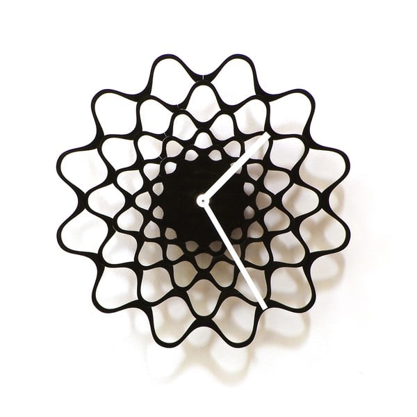 Zegar drewniany Embroidery, czarny, 29 cm